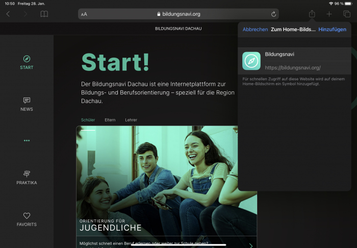 HOW-TO: Bildungsnavi als App installieren